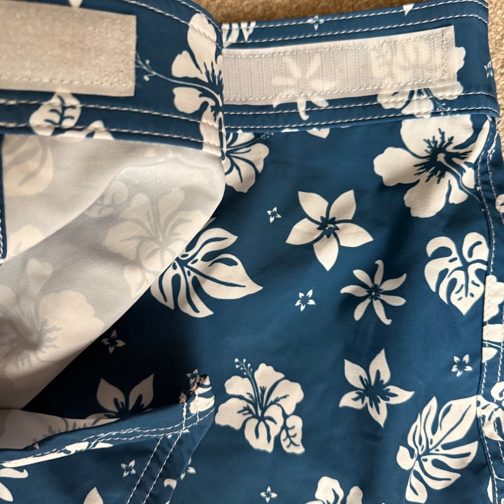 VTG Birdwell Beach Britches Blue Floral Swim Skirt Women's Sz L Made in USA - Picture 8 of 9